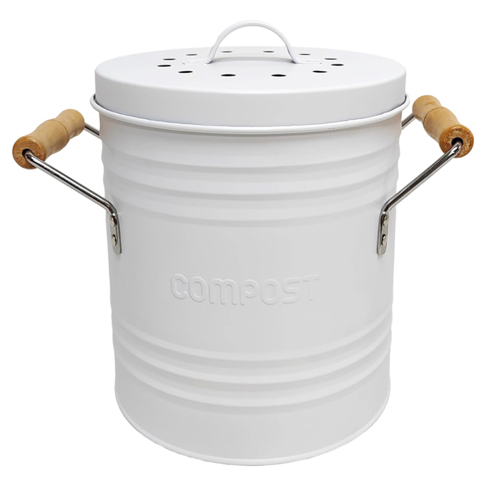 Poubelle A Compost Metal Couvercle Et Poignees M6