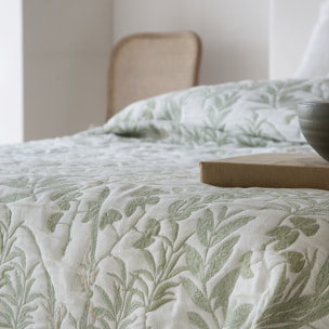 Couvre lit jacquard en coton vert