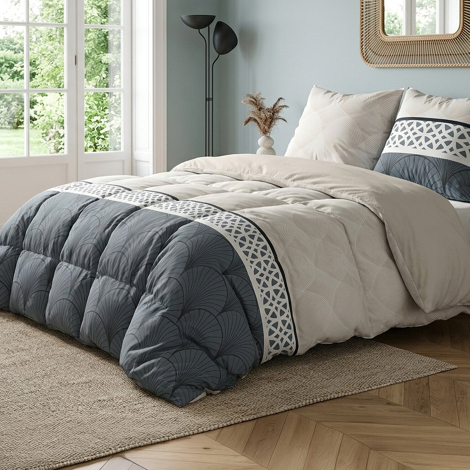 Parure housse de couette imprimé 100% coton - arcadia