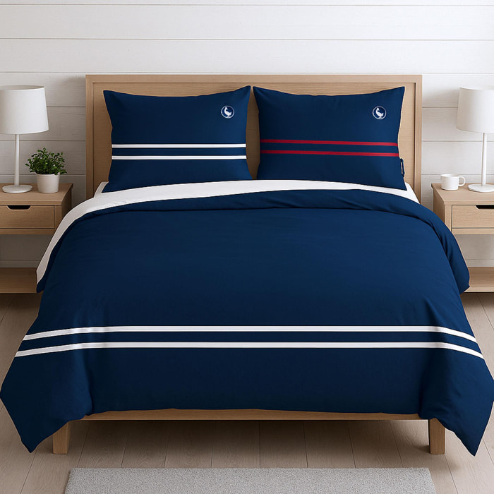 Juego de 4pzs color azul marino (funda nórdica doble + sábana bajera + 2x funda cojín) 100% algodón 180tc el ganso