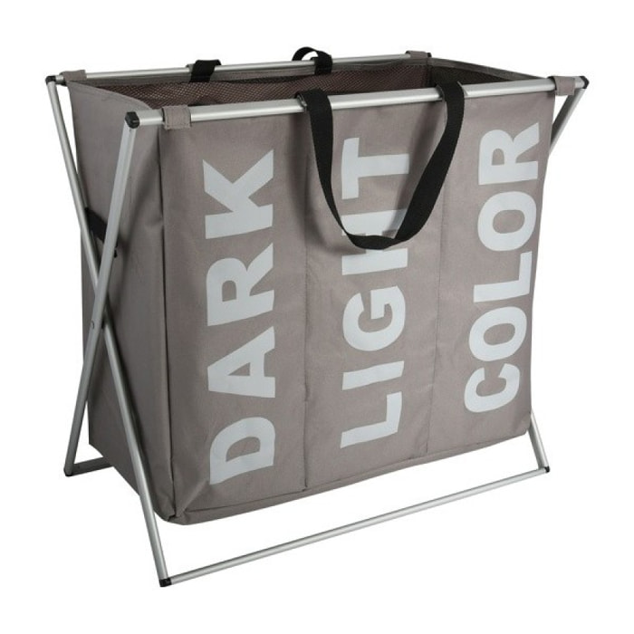 Panier à  linge 3 compartiments DARK LIGHT COLOR (3x30L) Taupe MSV