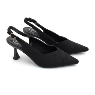 Slingback microintrecciata con tacco 7.5 cm - NERO