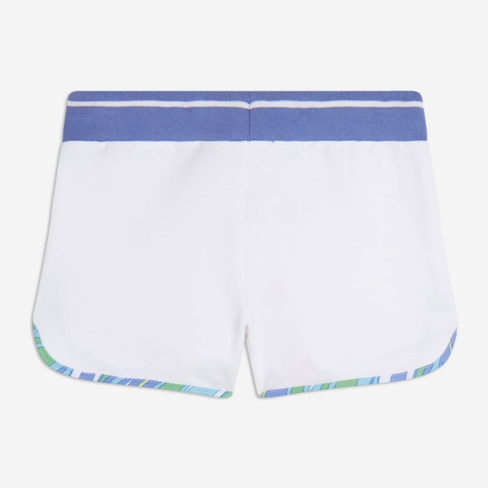 Shorts da bambina in jersey con bordature fantasia tropical