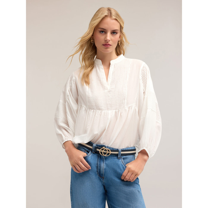 Motivi - Blusa holgada con motivo de pliegues - Blanco