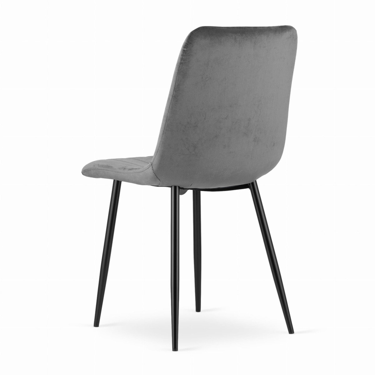 Sedia Lava in velluto grigio scuro e metallo nero