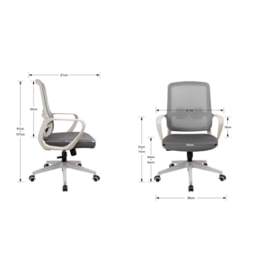 Silla de estudio Leah tela gris 107x66x61 cm