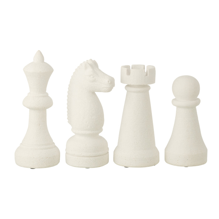 J-Line Pièce D'échecs - polyrésine - blanc - large-  4 pièces