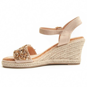 Sandalia de cuña - Beige - Altura: 7 cm