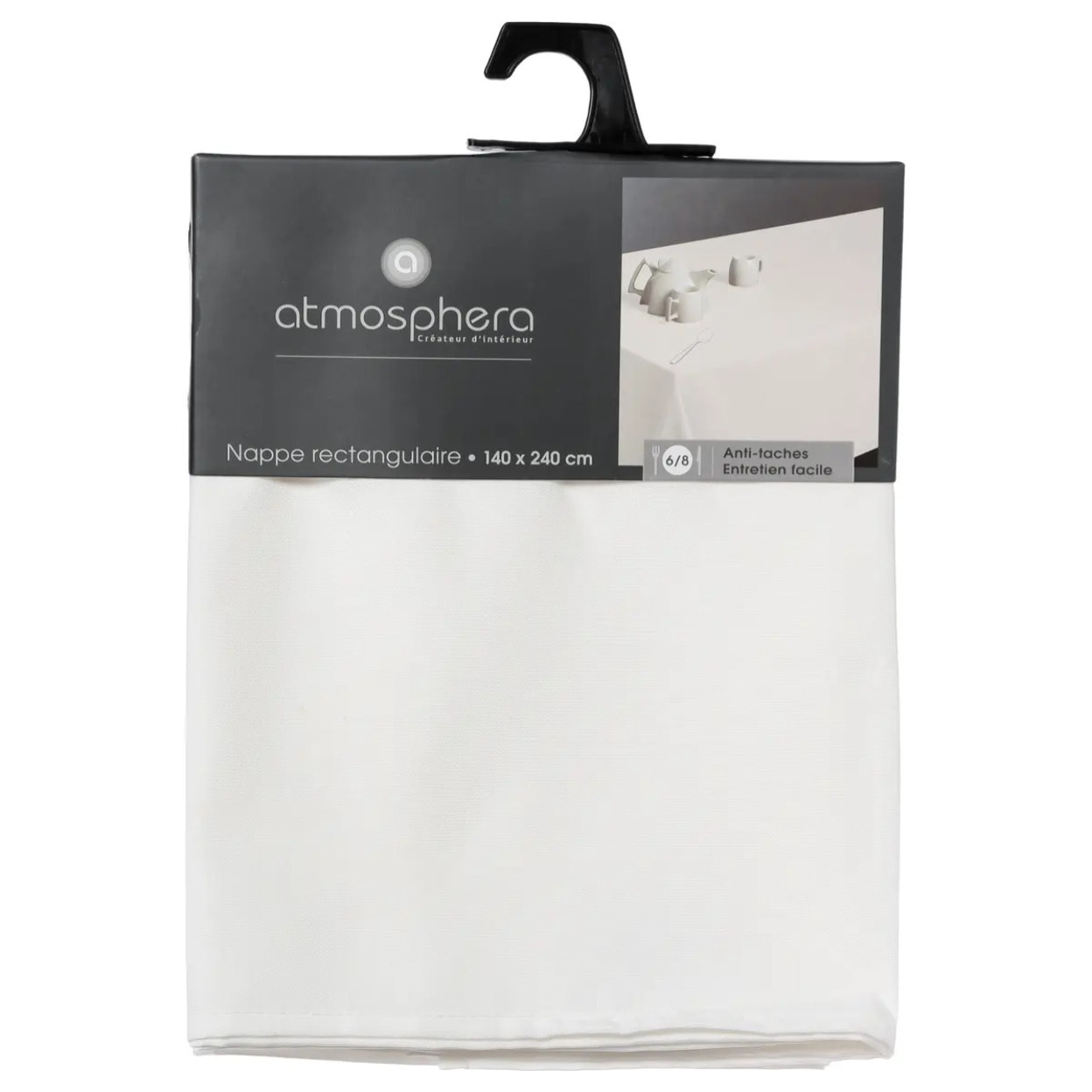 Nappe anti-tâche "Lallie" blanc ivoire 140x240cm