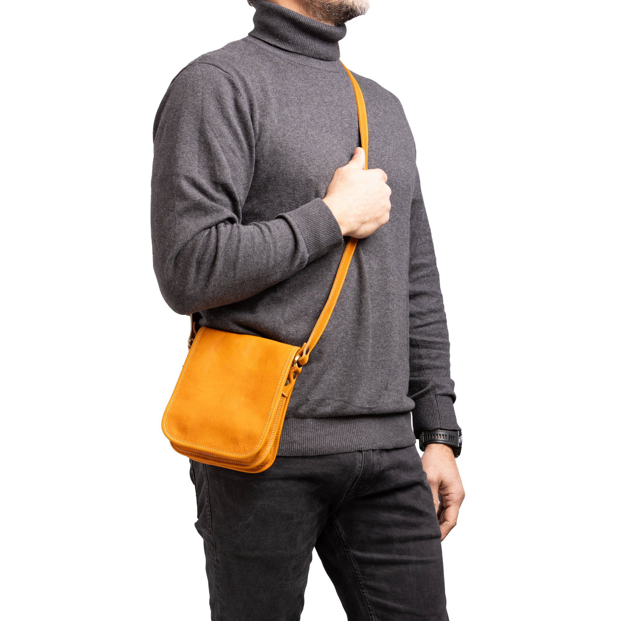 Borsa a tracolla  da uomo In Vera pelle Made in Italy 20x16,5x10 cm