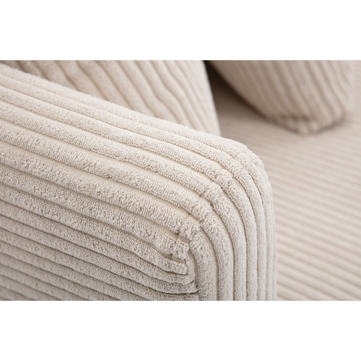 Canapé scandinave déhoussable 2 places en tissu velours côtelé et bois clair OSLO