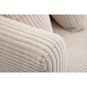 Canapé scandinave déhoussable 2 places en tissu velours côtelé et bois clair OSLO