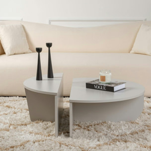 Table basse moderne grise effet laqué - 2 hauteurs MARFA