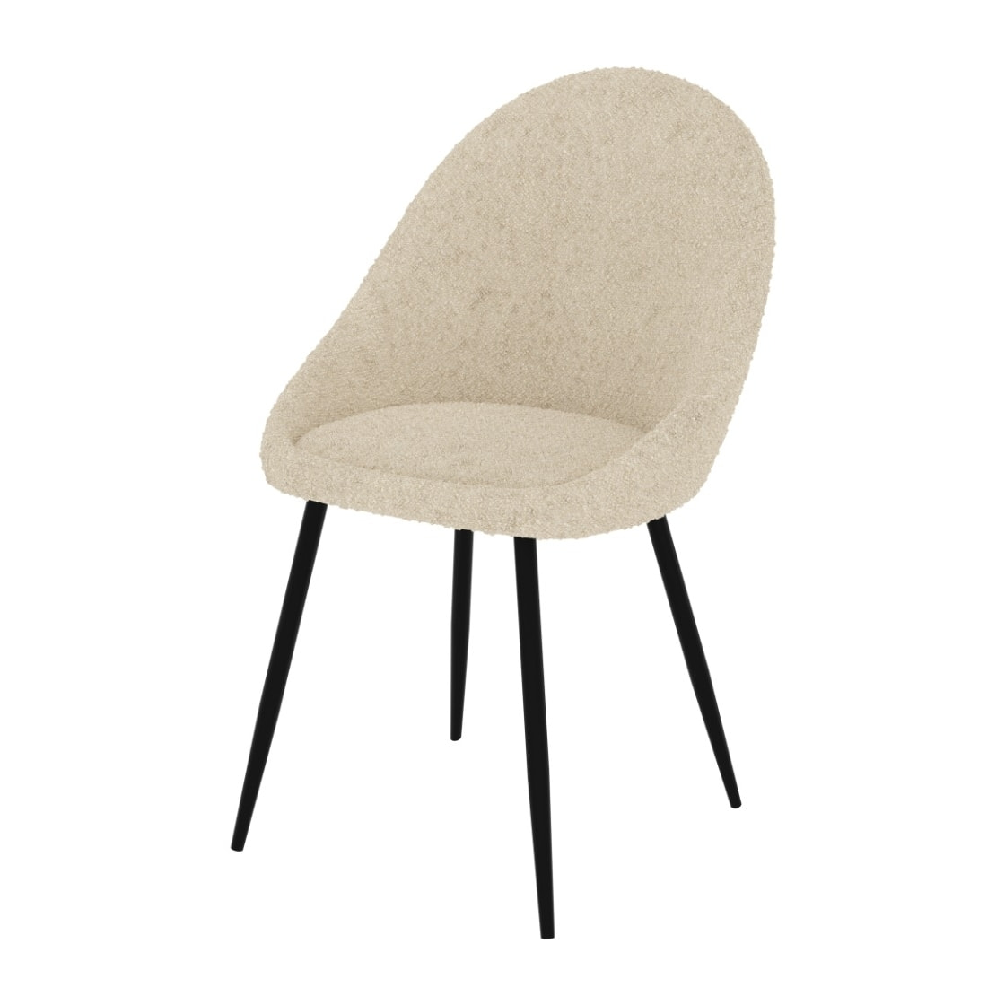 Lot de 2 chaises en tissu bouclé blanc cassé - Rona