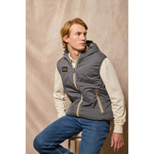 Gilet grigio scuro leggero con cappuccio fisso e particolari Polo Club