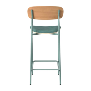 Lot de 2 chaises pour îlot central en tissu bleu canard 65 cm - Alba