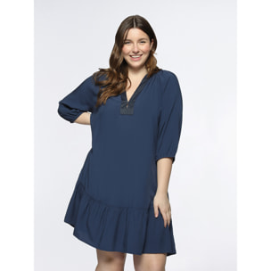 Fiorella Rubino - Vestito estivo con bordi lurex - Blu