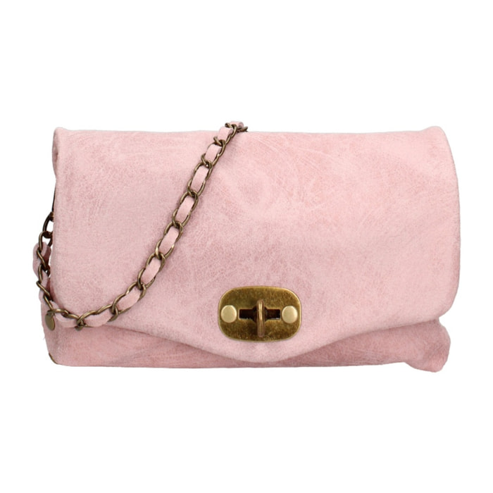 Borsa a tracolla da donna Made in Italy - Modello Floralia Lux - Pelle scamosciata - 25.0 x 15.0 x 11.0 cm