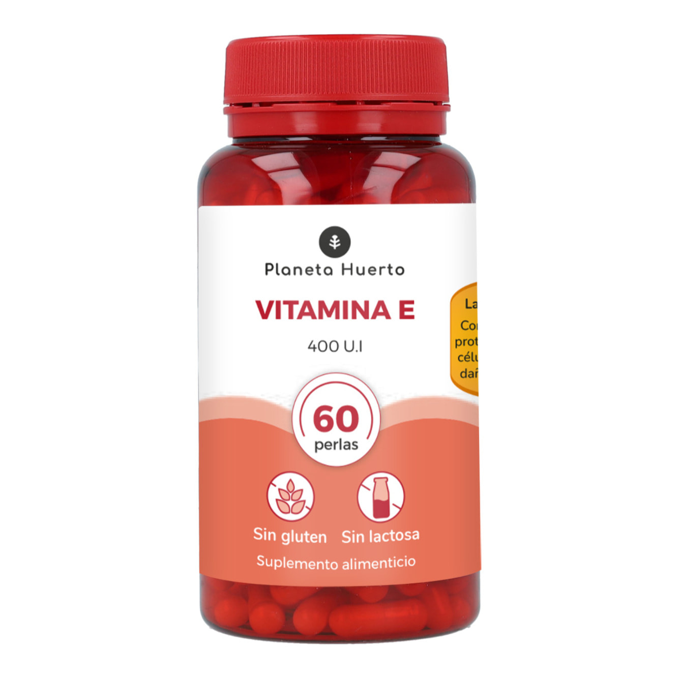 PLANETA HUERTO | Vitamina E 400 UI en Perlas de 60 Unidades – Suplemento Antioxidante para Protección Celular y Fortalecimiento del Sistema Inmunitario