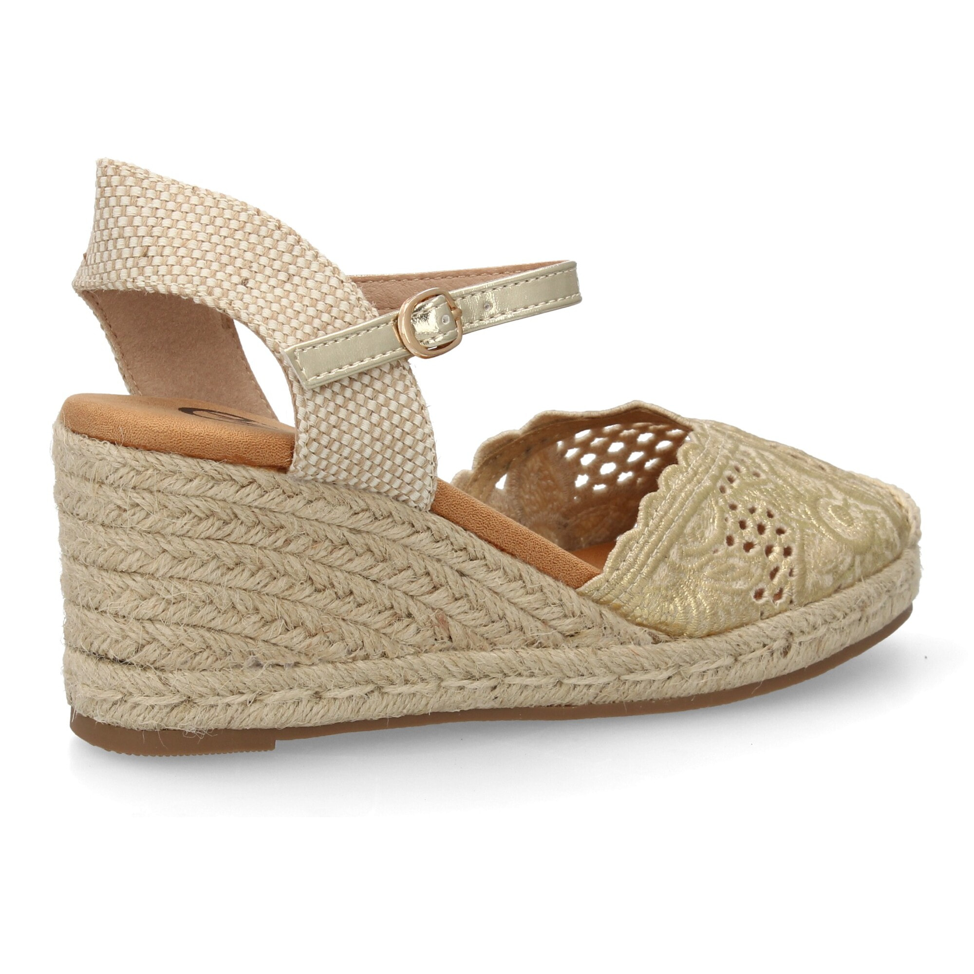 Alpargata valenciana cuña con adornos calados para mujer