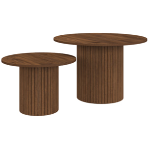 Tables basses rondes gigognes Alvar effet noyer - lot de 2