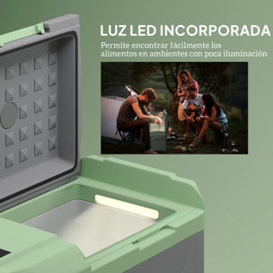 Nevera Portátil Eléctrica 24,2L Refrigerador de Coche 12/24/220V con Compresor Luz LED Pantalla Digital Modos ECO y MAX de -20℃ a +20 ℃ Puerto USB para Hogar Camping Viajes Automóvil