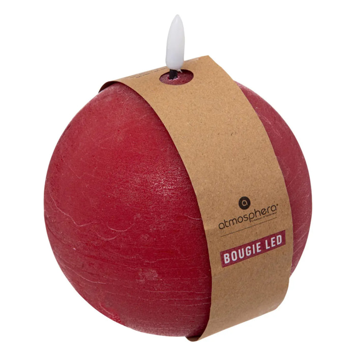Bougie boule LED Molia D.12cm rouge