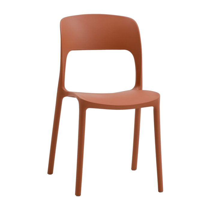 Set di 4 sedie SOUTH BEACH in polipropilene terracotta, impilabili