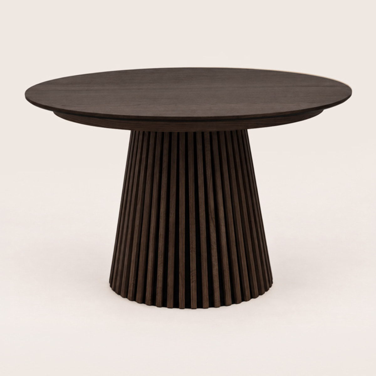 Freya - table à manger ronde extensible - effet bois foncé - 4 à 8 personnes - Marron