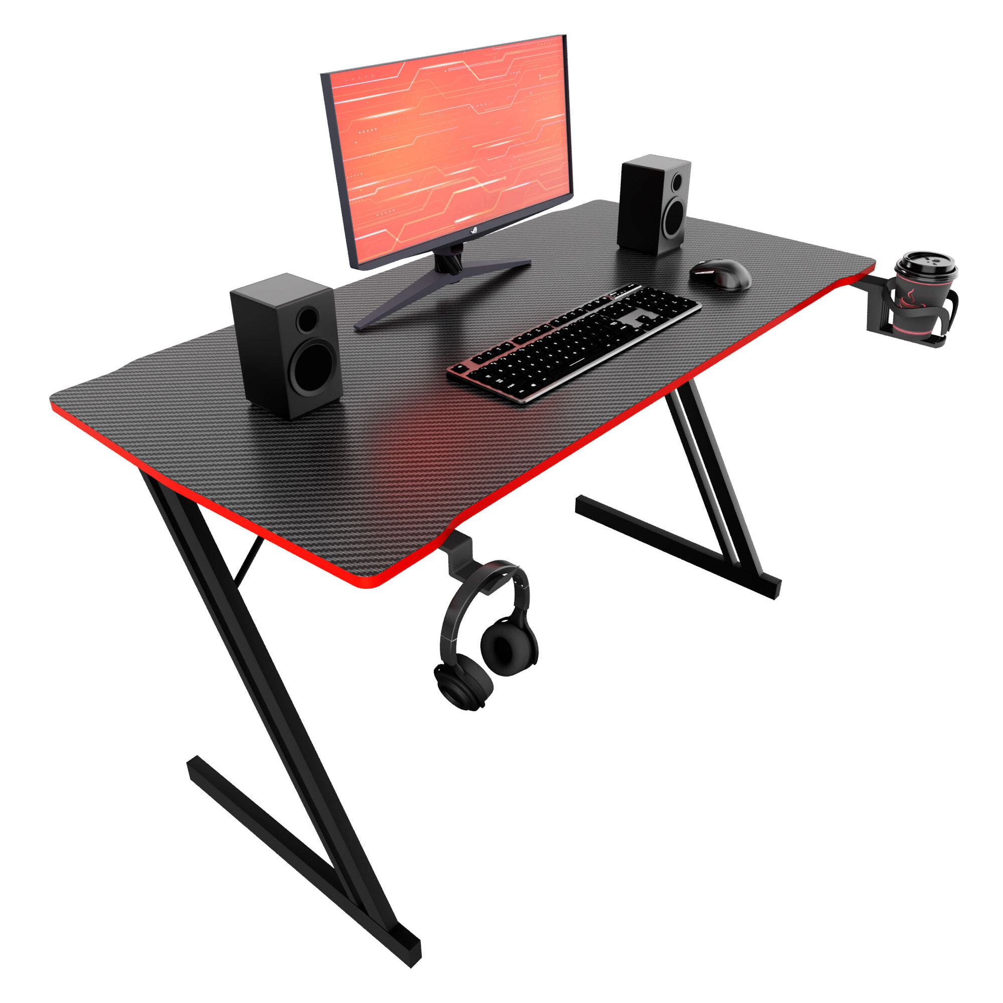 Spector - Scrivania da Gaming 120x60x76 cm in MDF e Metallo Nero