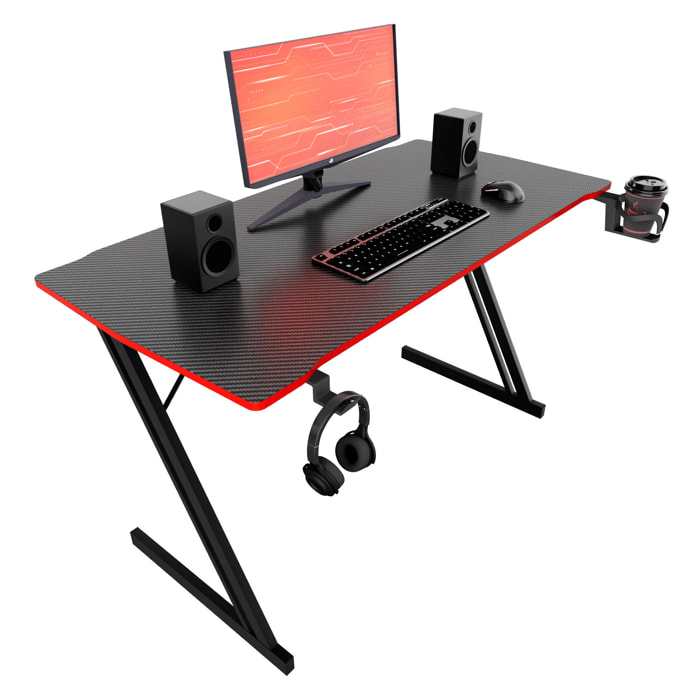 Spector - Scrivania da Gaming 120x60x76 cm in MDF e Metallo Nero