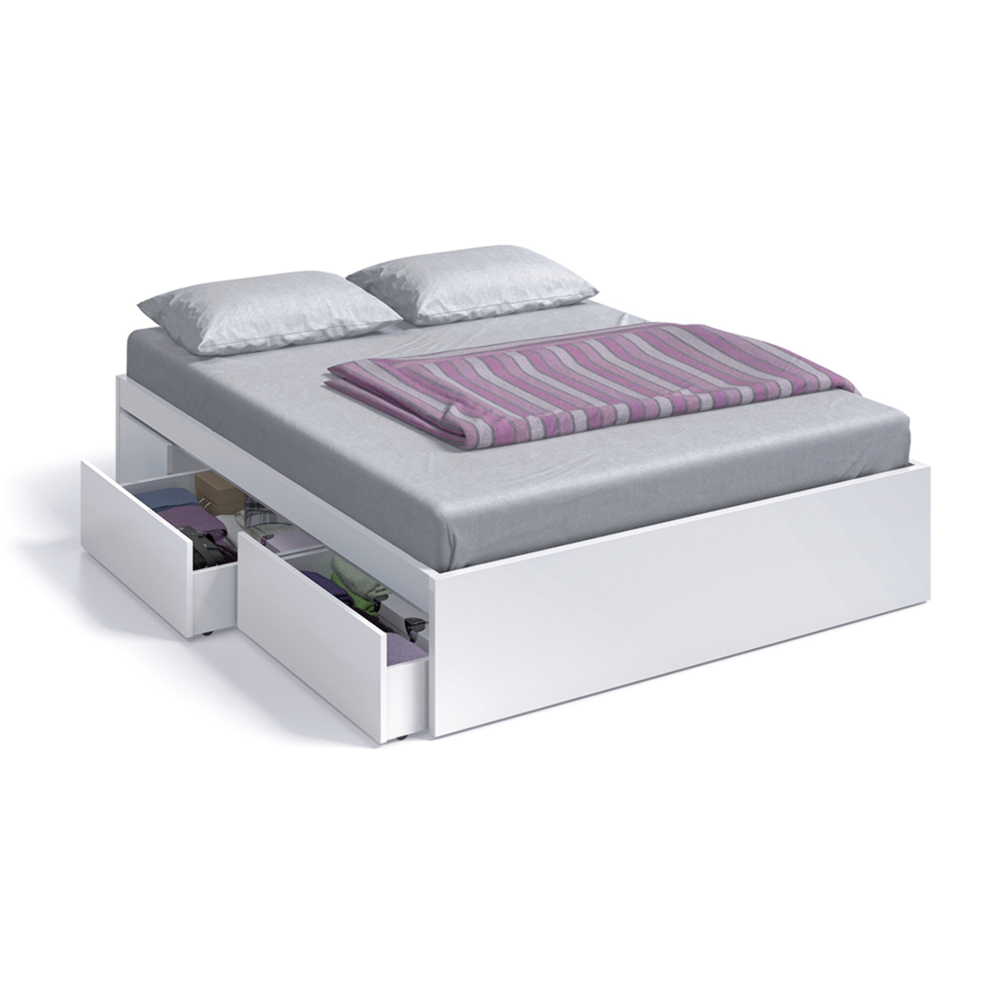 Cama Bed 4 Cajones 150x190cm Blanco Artik