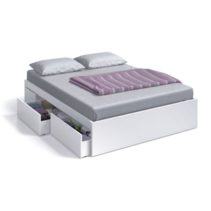 Cama Bed 4 Cajones 150x190cm Blanco Artik