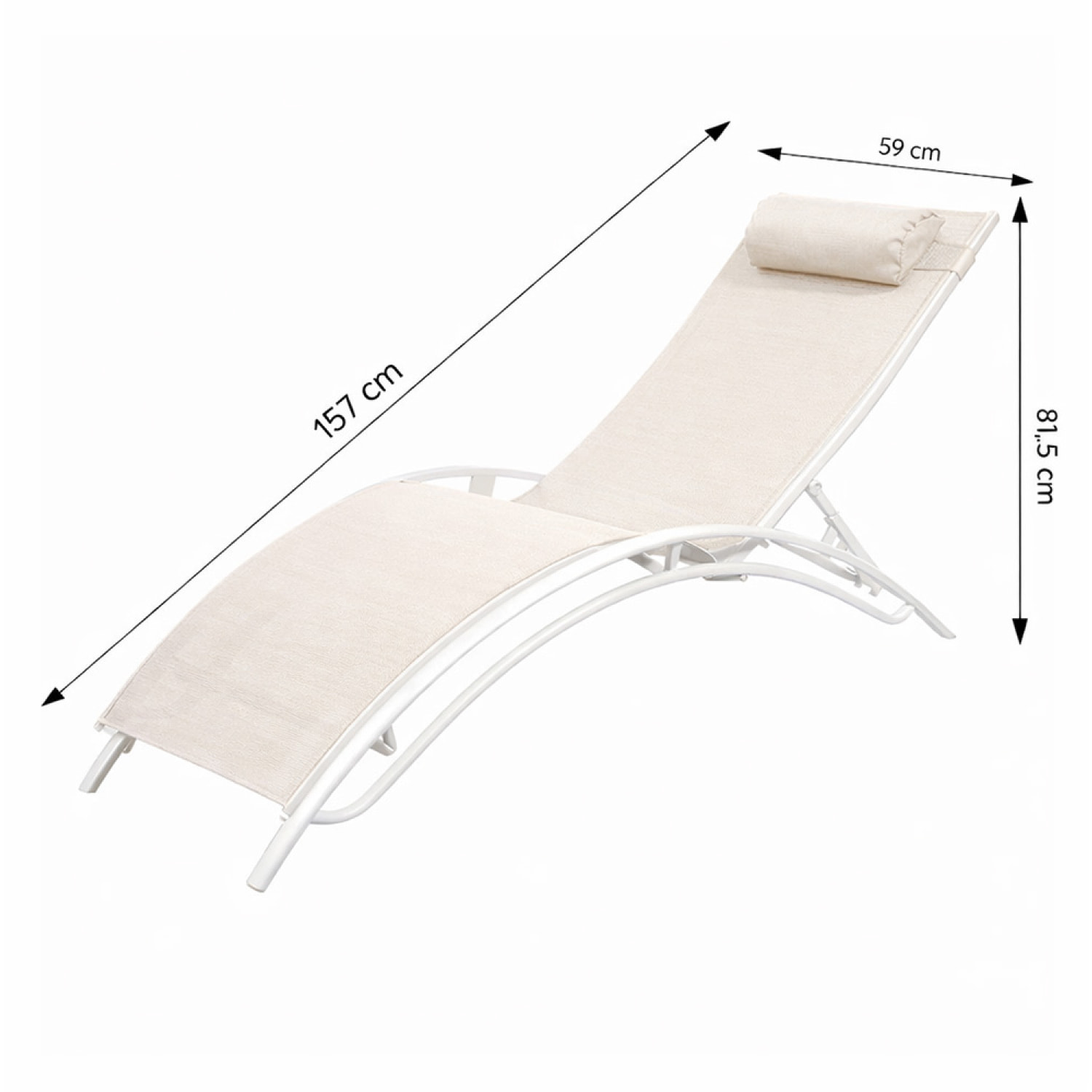 Lot de 2 transats ajustables blanc et écru MEDAN