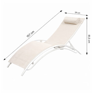 Lot de 2 transats ajustables blanc et écru MEDAN