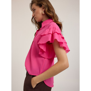 Motivi - Camisa con mangas volante - Fuchsia