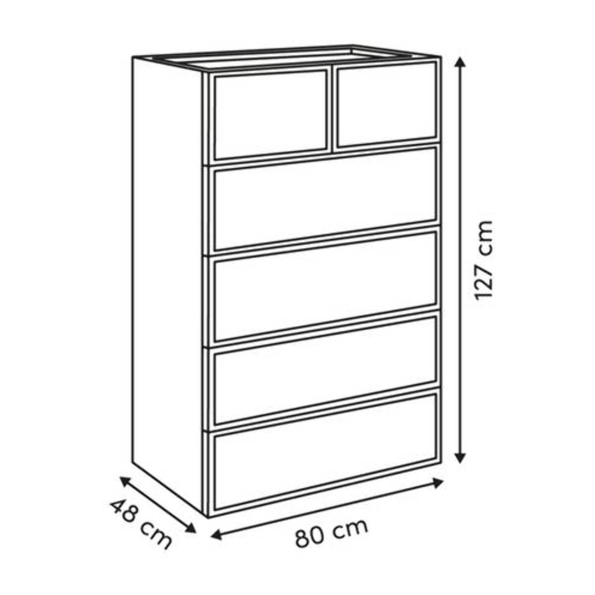 Commode haute Framy 6 tiroirs bois foncé