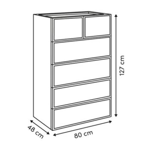 Commode haute Framy 6 tiroirs bois foncé