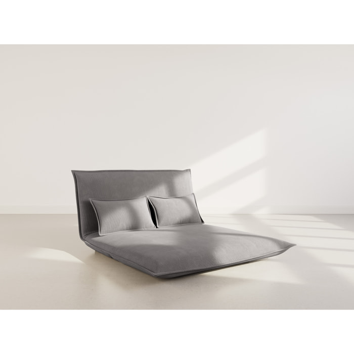 Candice - Banquette 2 places convertible clic-clac en velours côtelé - Gris foncé