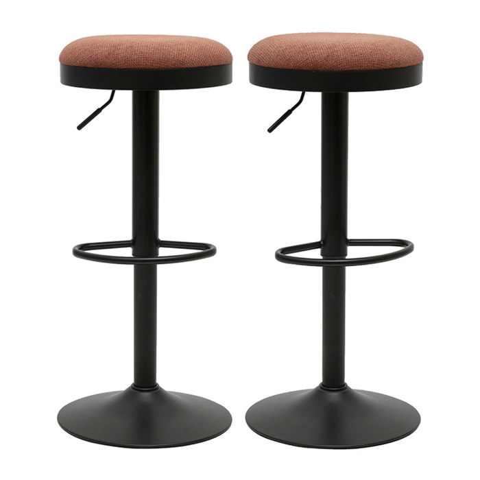 Tabourets de bar réglables en tissu chenille terre brûlée et métal (lot de 2) THOR