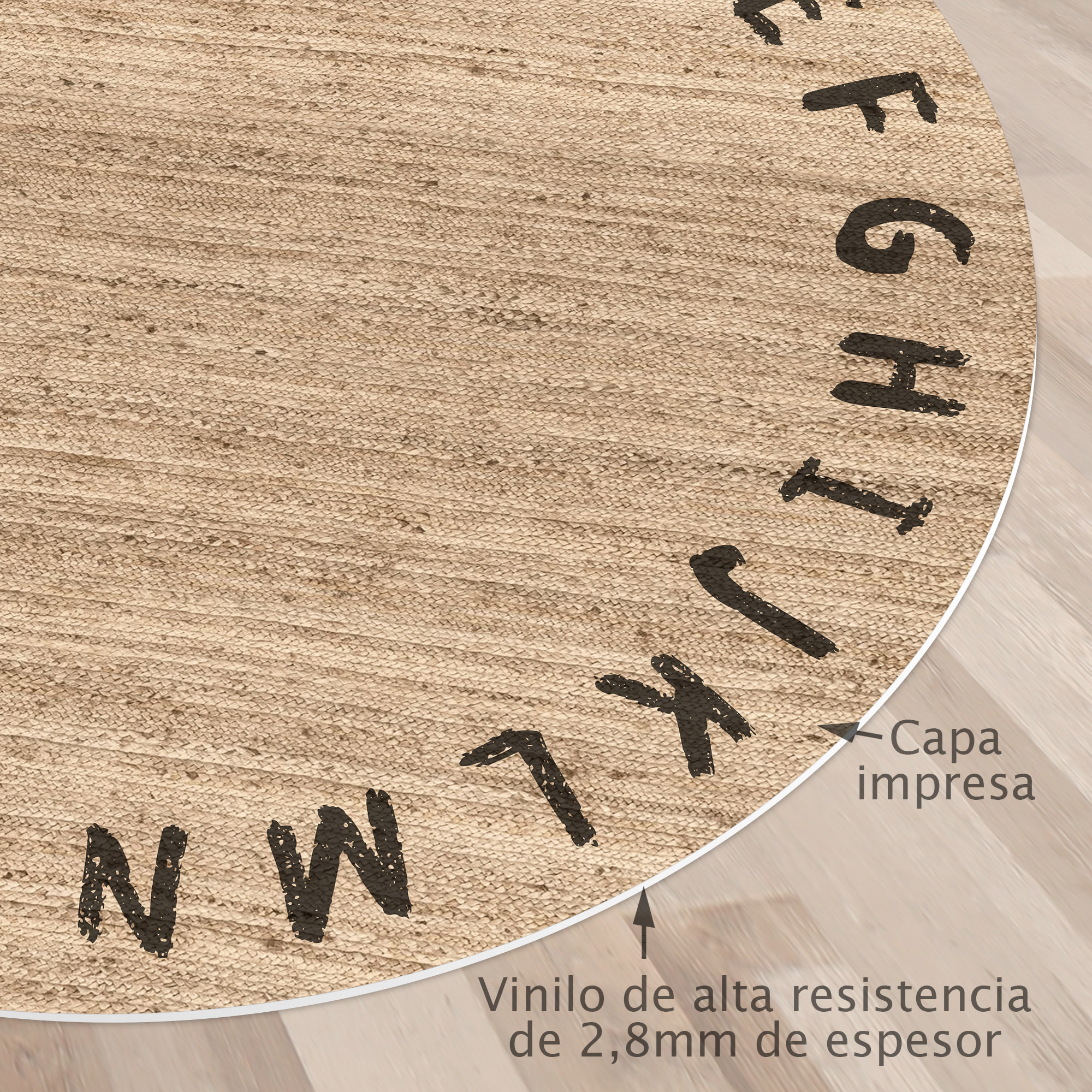 Alfombra de vinilo CERAMIKO, ABC Negro redonda [Diam] 100 cm