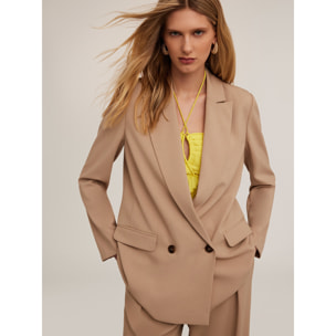 Motivi - Blazer doppiopetto con plissé posteriore - Beige