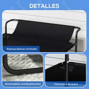 Cama Elevada para Perros, Refrescante y Transpirable, Cama para Perros Pequeños, 106x81x33 cm, Malla de Textilene, Reposacabezas Inclinado, Marco de Metal, para Interior, Exterior, Negro