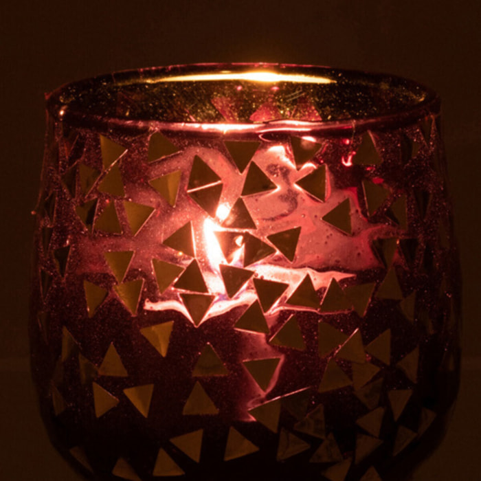 J-Line bougeoir Triangle - verre - noir/or - small - 4 pcs