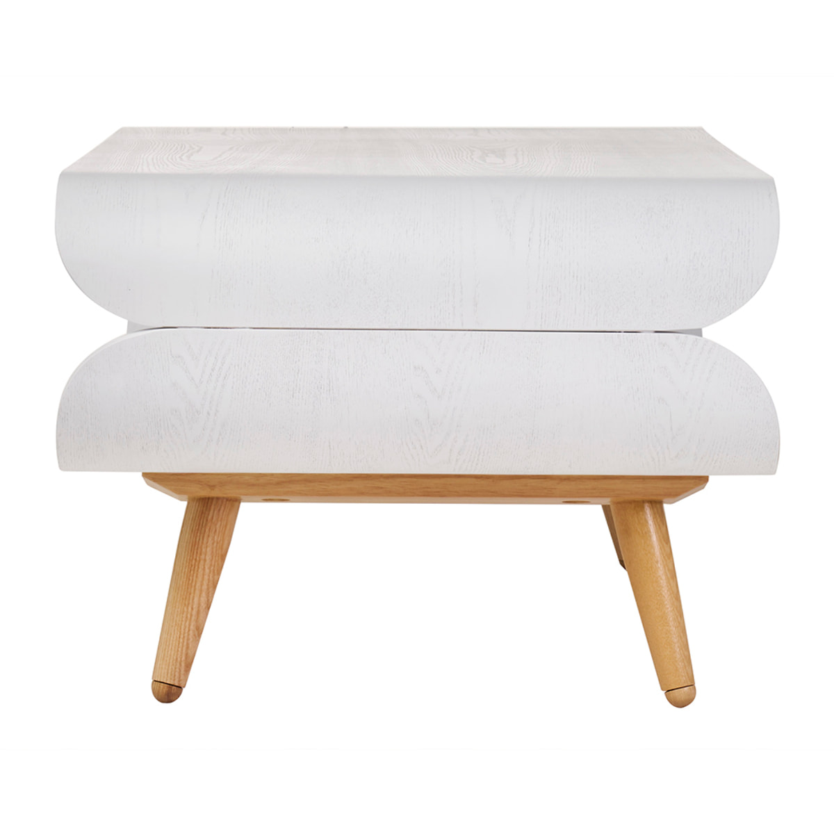 Table basse rectangulaire scandinave blanc et bois clair L118 cm TAKLA