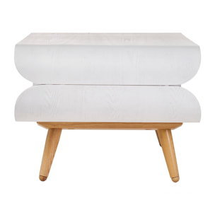 Table basse rectangulaire scandinave blanc et bois clair L118 cm TAKLA