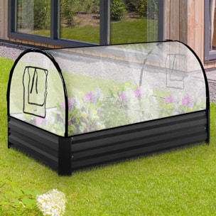 Serre de potager en métal 115cm gris anthracite