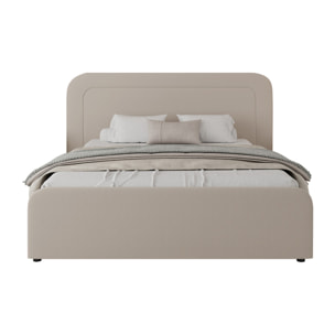 Lit avec coffre de rangement 140x190cm en velours beige SEDONA