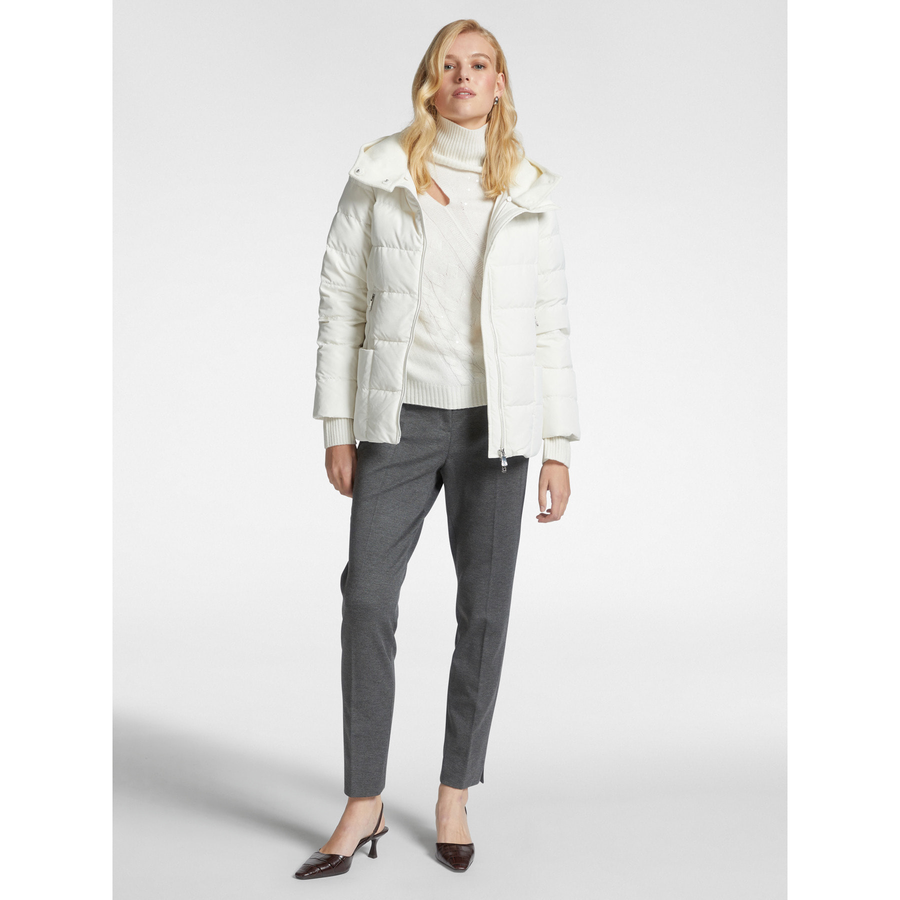 Elena Mirò - Piumino in nylon opaco - Bianco