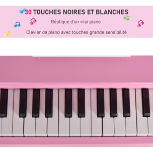 Piano à queue électronique 37 touches multifonctions avec micro haut parleur rose